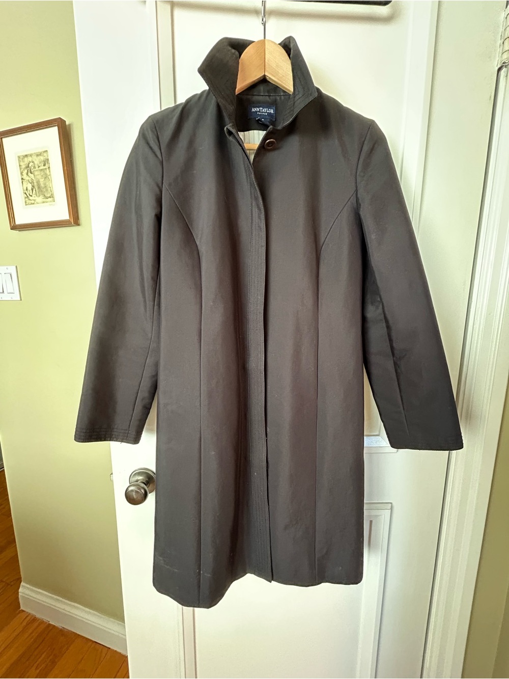 Ann Taylor Black Tailored Trench Coat